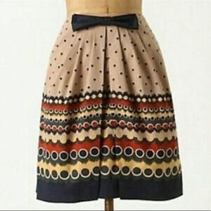 Anna Sui x Anthropologie Dots After Six Skirt, Tan/Black, Size 2, NWT